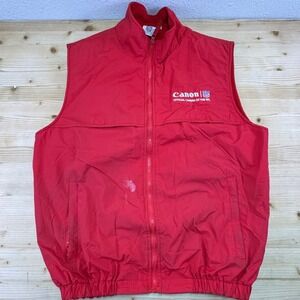 Canon x NFL Official Camera Red Fleece Lined Vest Size‎ M Vintage Promo